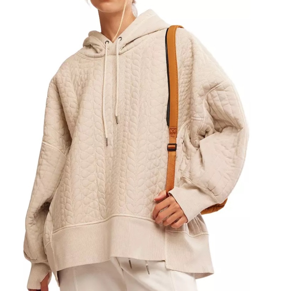Free People Cream Quilted Sweater